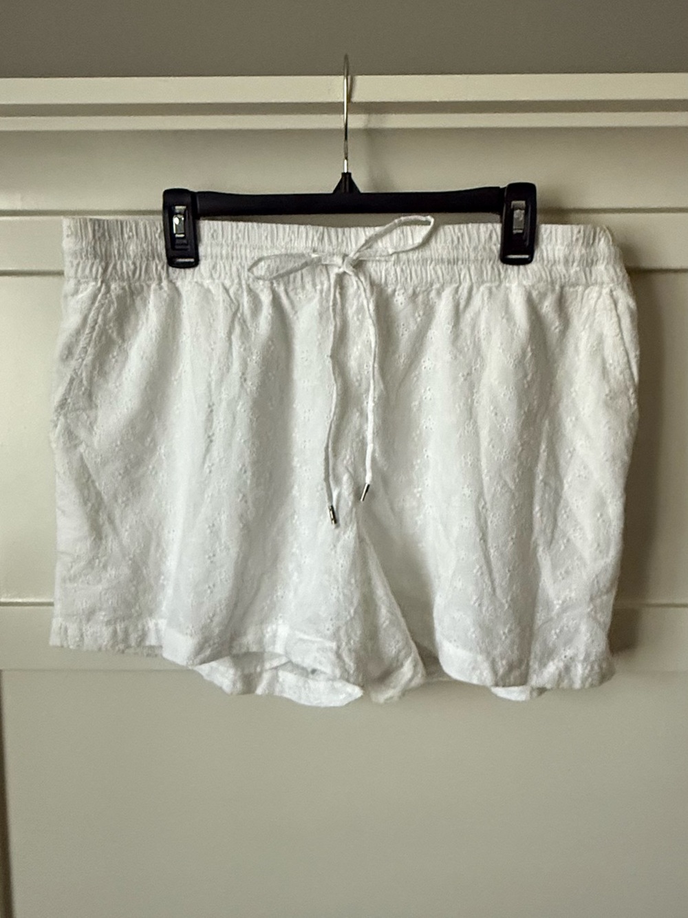 Style & Co White Eyelet Drawstring High-Waist Shorts